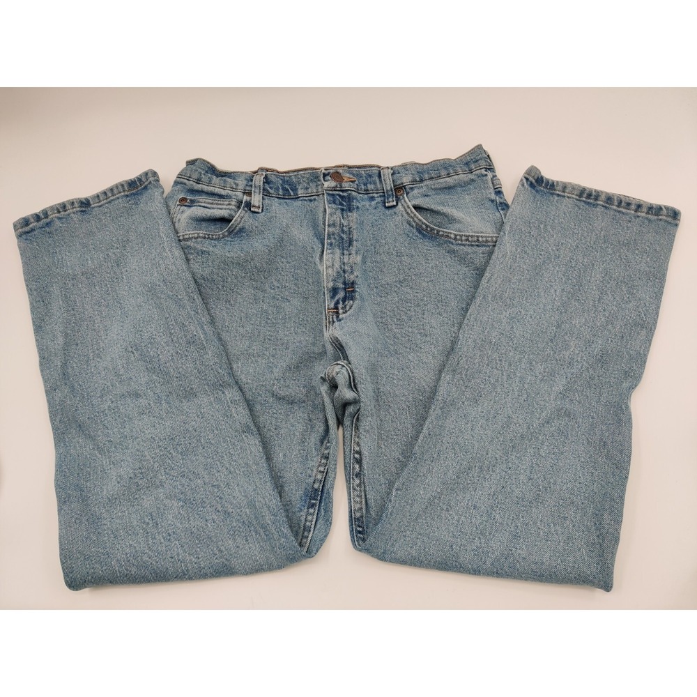 Wrangler Premium Quality Mens Straight Leg Light Wash Jeans 34x30 Blue